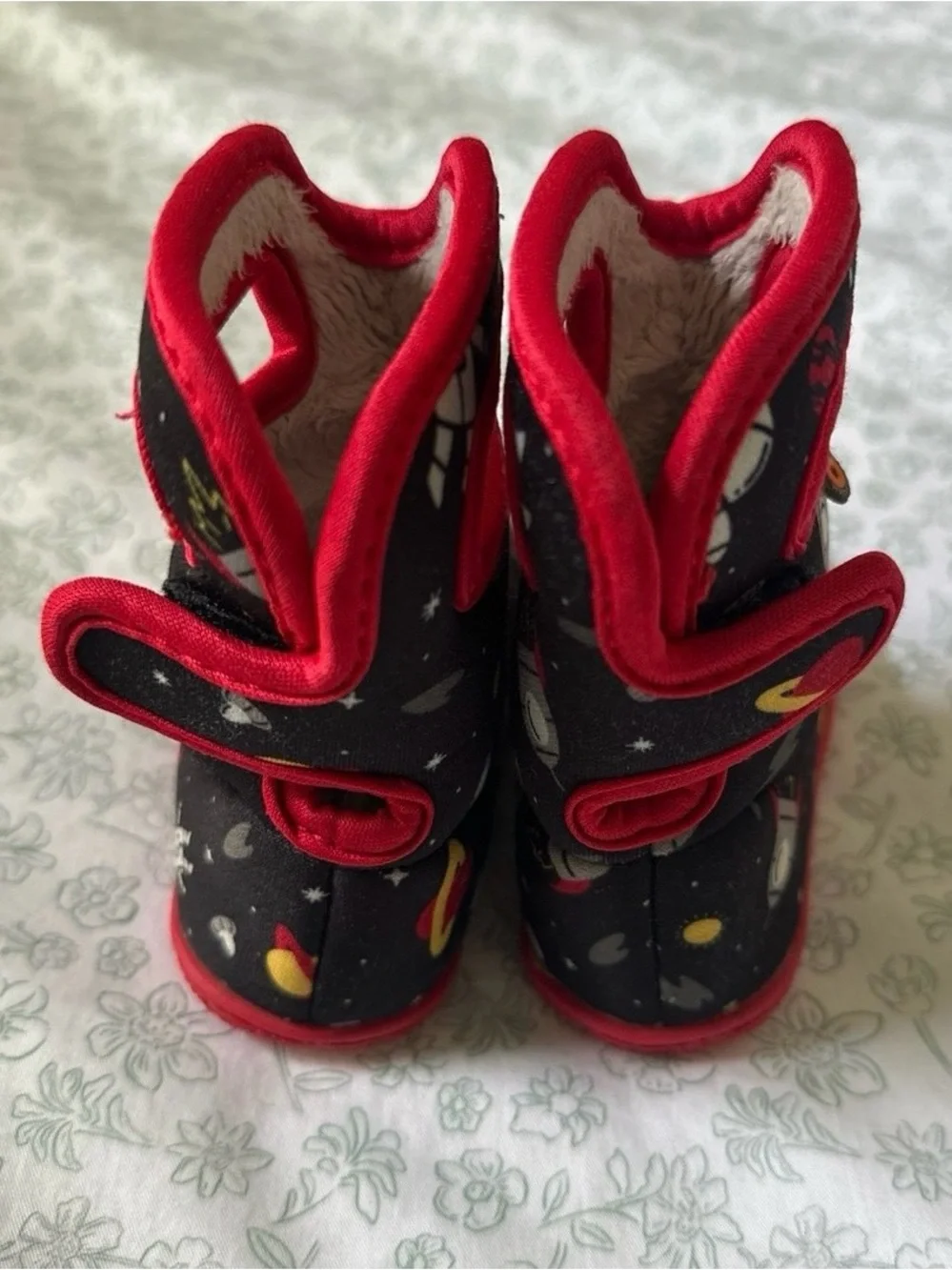 Bogs Kids Space Rocket Black and Red Insulated Boots